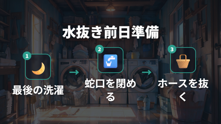 水抜きは前日までに済ませると当日が慌てにくい