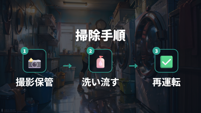 排水口と排水ホースを掃除する手順