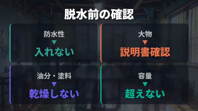 脱水してはいけない衣類の種類は防水性の衣料・繊維製品
