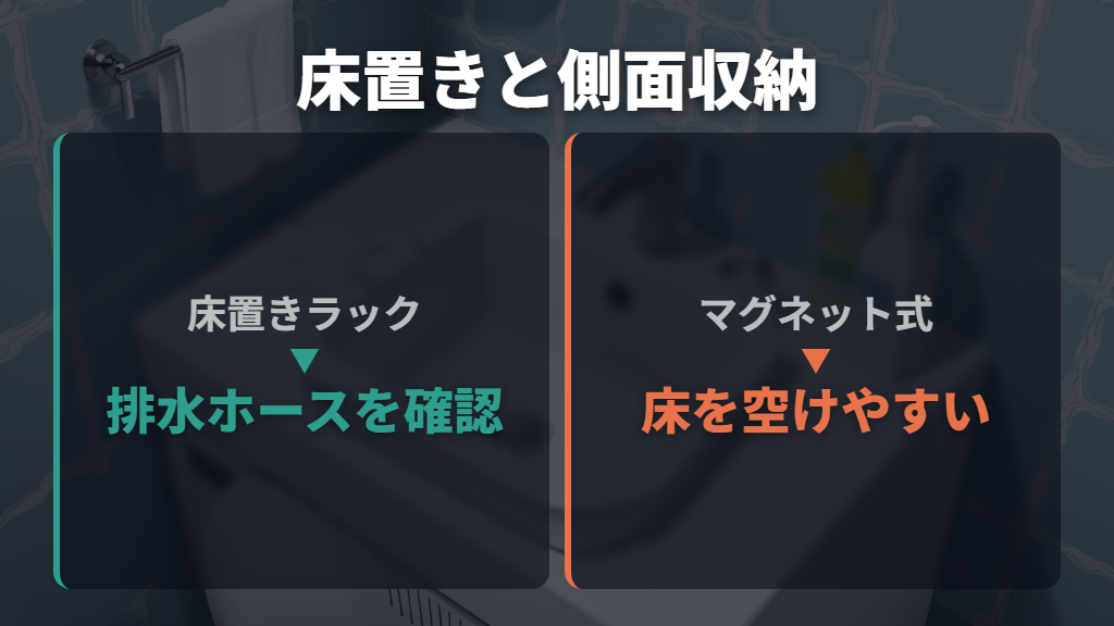 マグネット式は床を空けたい狭い隙間に向く