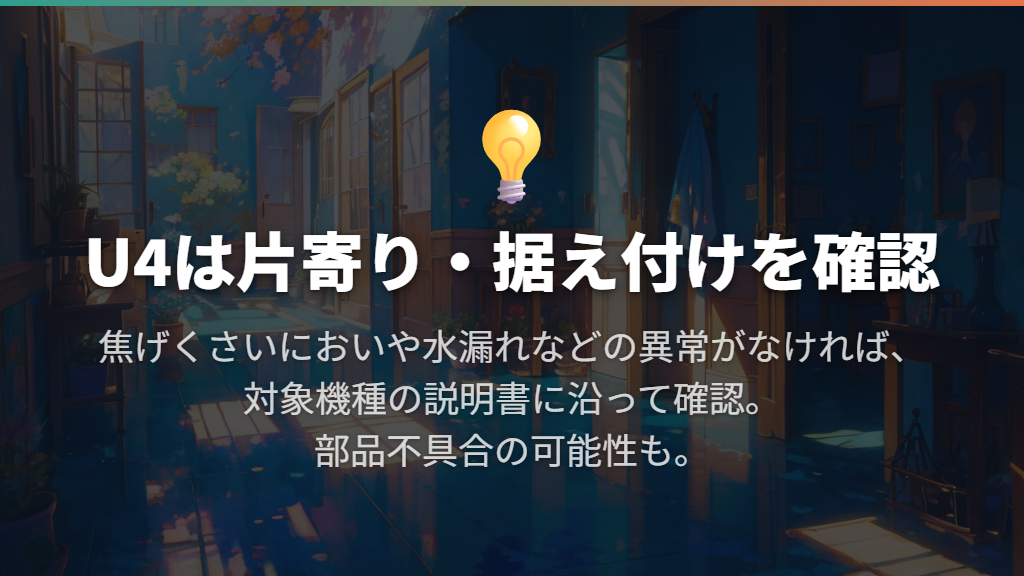 U4で脱水できないときは、片寄りと据え付けを確認