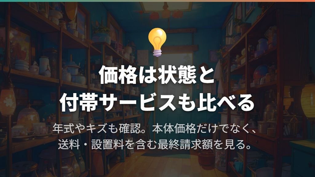 中古洗濯機の価格は、年式・状態・付帯サービスをそろえて比べる