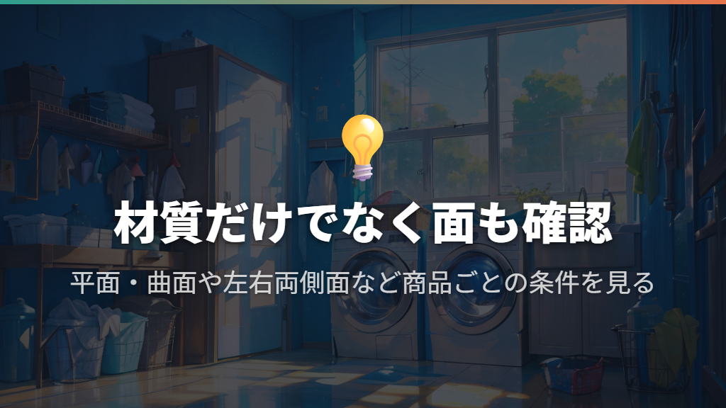 付かない・密着しないときは、材質と平面・曲面の条件を分ける