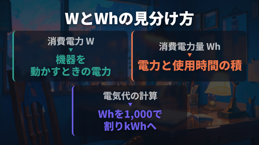消費電力Wと消費電力量Whはどう違う?