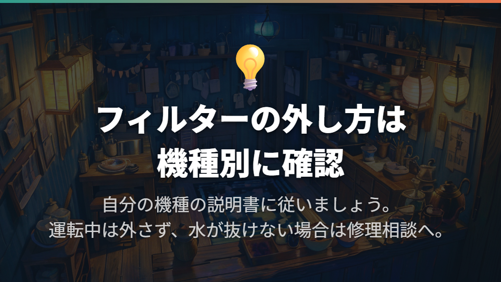 フィルターと洗濯槽は、それぞれの手入れ方法を守る