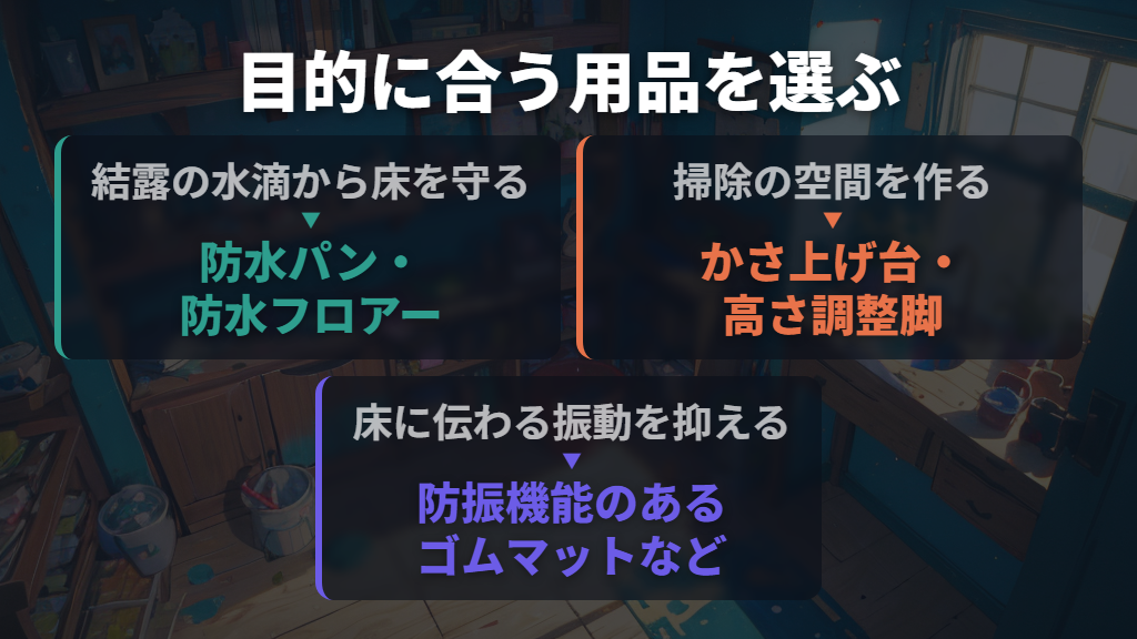 防水パン・かさ上げ台・防振マットは役割が違う
