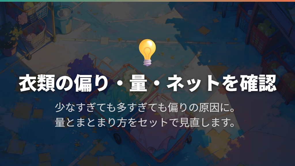 脱水時に揺れるなら衣類の偏り・量・ネットを見直す