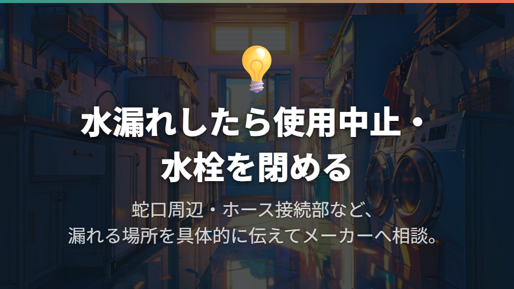 水漏れしたら使用を中止し、漏れる場所を伝えて相談する